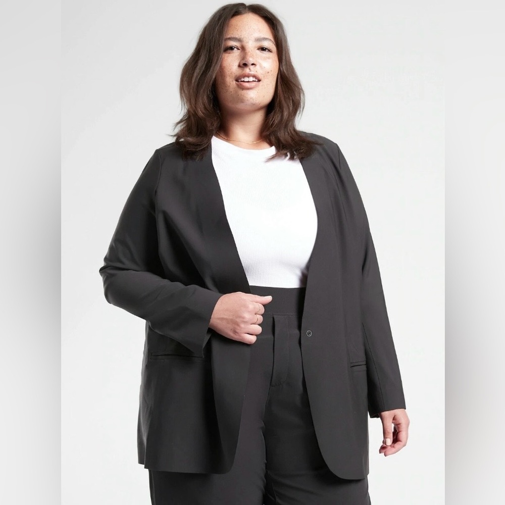 Athleta Avenue Blazer Jacket Size 22 Black Career Travel Professional Business